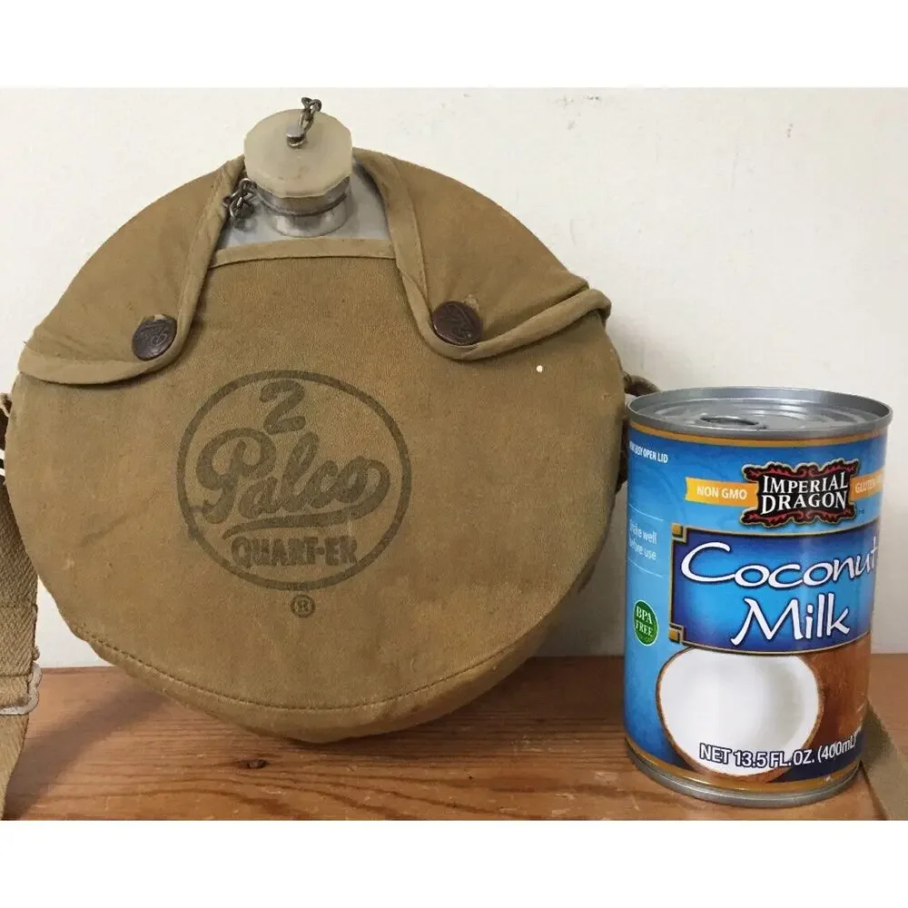 Vintage Palco 2 Quart-er Military Boy Scout Canteen Carry Sack Pouch Aluminum